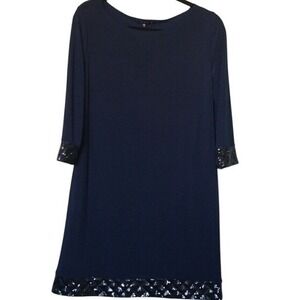 Tiana B. Classy Bling Embellished Navy Blue Stretch Occasion Dress size 10